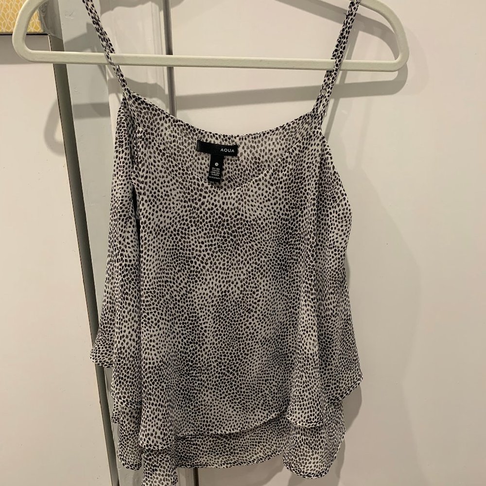 Aqua Black and White Leopard Tank